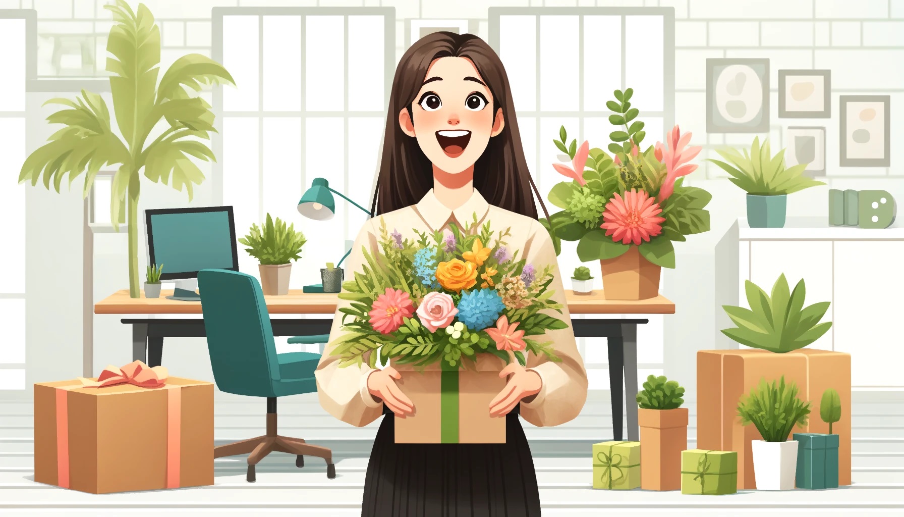 Flowers for the Office: Brighten Her Workspace