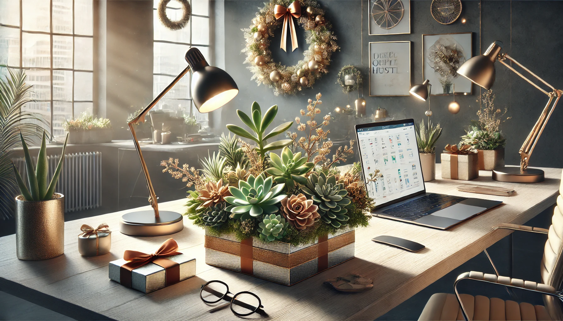 Festive Office Gifts for Female Co-Workers: Desktop Succulent Garden